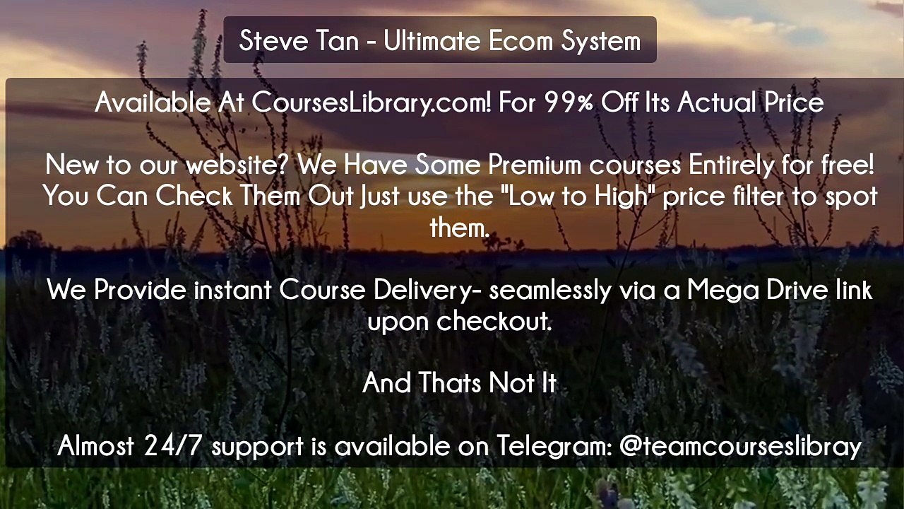 (Courseslibrary.com)Steve Tan - Ultimate Ecom System