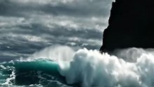Midnight Ocean Surge: Rhythmic Coastal Waves