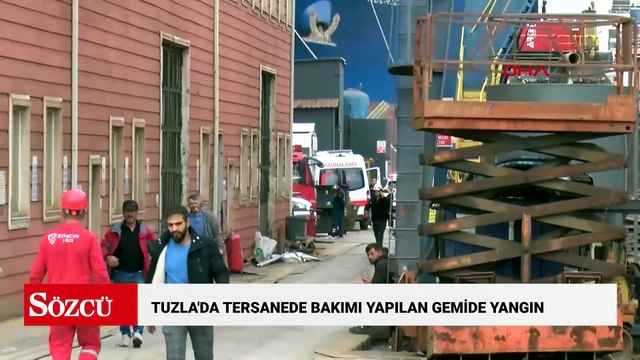 Tuzla'da tersanede bakımı yapılan gemide yangın