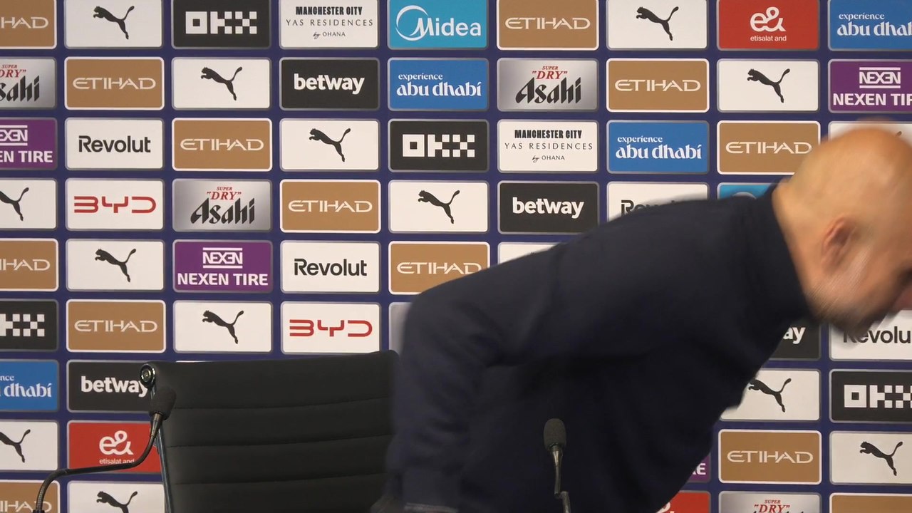 Guardiola shouts 'come on you Irons' as walks out of press conference
