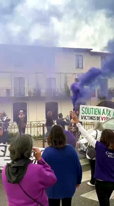 un collectif féministe manifeste devant l'hôtel du chanteur à l'Isle-sur-la Sorgue