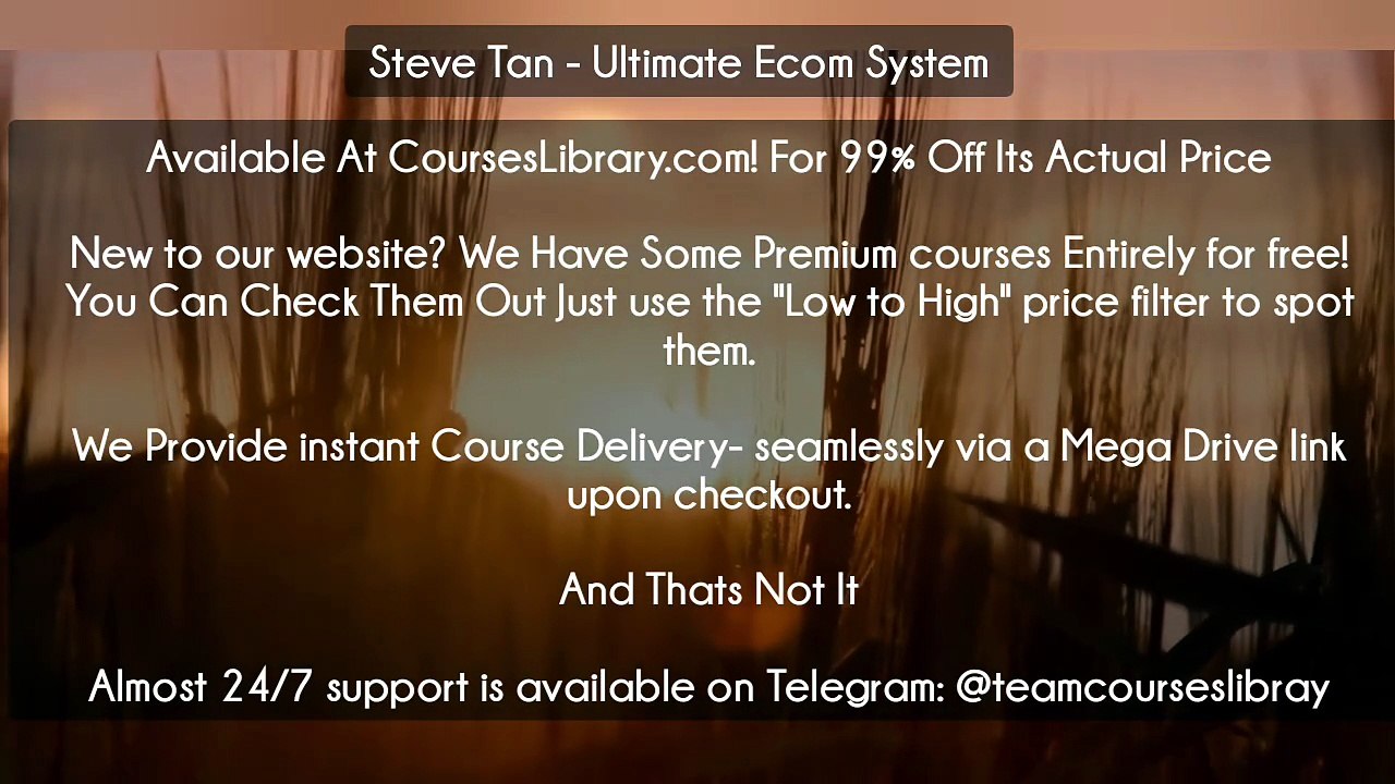 (Courseslibrary.com)Steve Tan - Ultimate Ecom System