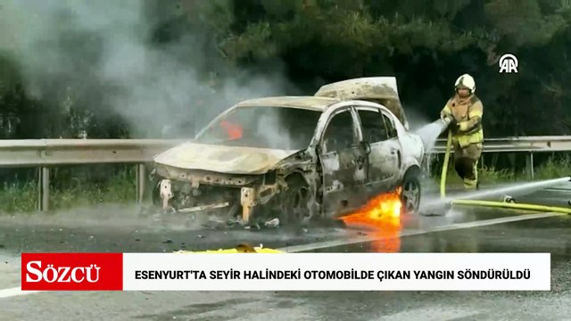 Esenyurt'ta seyir halindeki otomobilde çıkan yangın söndürüldü
