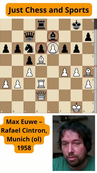 Max Euwe vence Rafael Cintron con un jaque a la descubierta (1958)