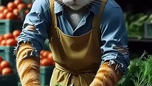 The Determined Street Cat 😻🥕🛒  Arranging Vegetables with Heart