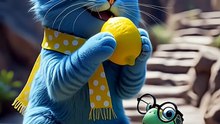 Funny Blue Cat Loves Eating Lemons 😹🍋🐢