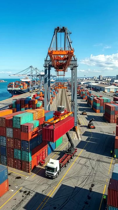 Giant Port Crane Loading Shipping Containers! 🚢🏗️
