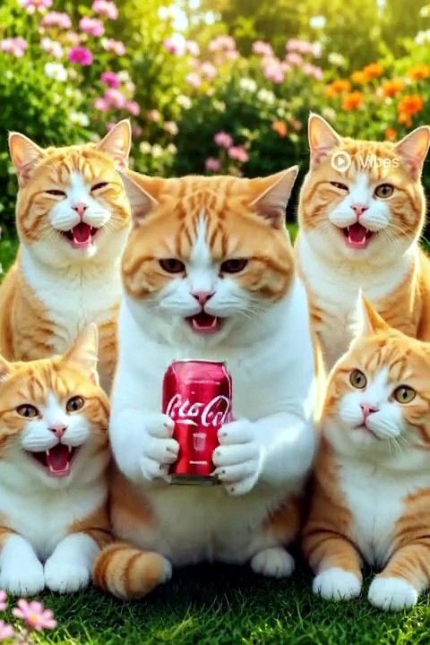 A party cat getting tipsy on Coca-Cola 🤭