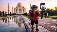 🐵 Monkey Visits the Taj Mahal for the First Time! | Funny AI Monkey Vlog | India Travel Adventure