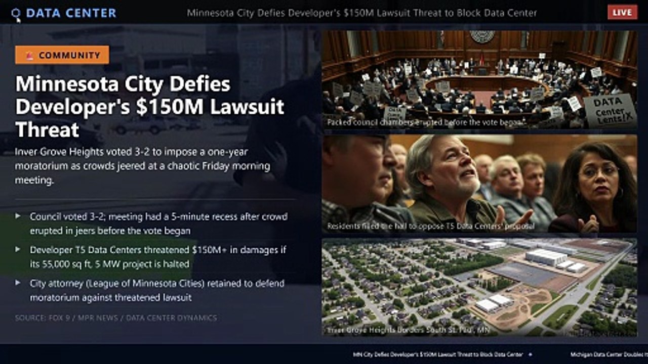 Minnesota City Defies $150M Lawsuit Threat to Block a Data Center
