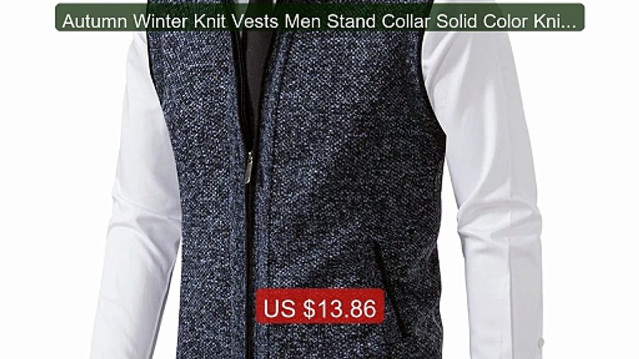 Autumn Winter Knit Vests Men Stand Collar Solid Color Knitted ... -- Best Buy 2026 | Great Quality!