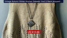 Vintage Autumn Winter Women Sweater Vest U-Neck jacquard weave... -- Hot Deal 2026 | Limited Offer!