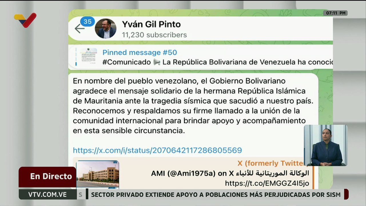 Gobierno Bolivariano agradece el mensaje solidario de la República Islámica de Mauritania