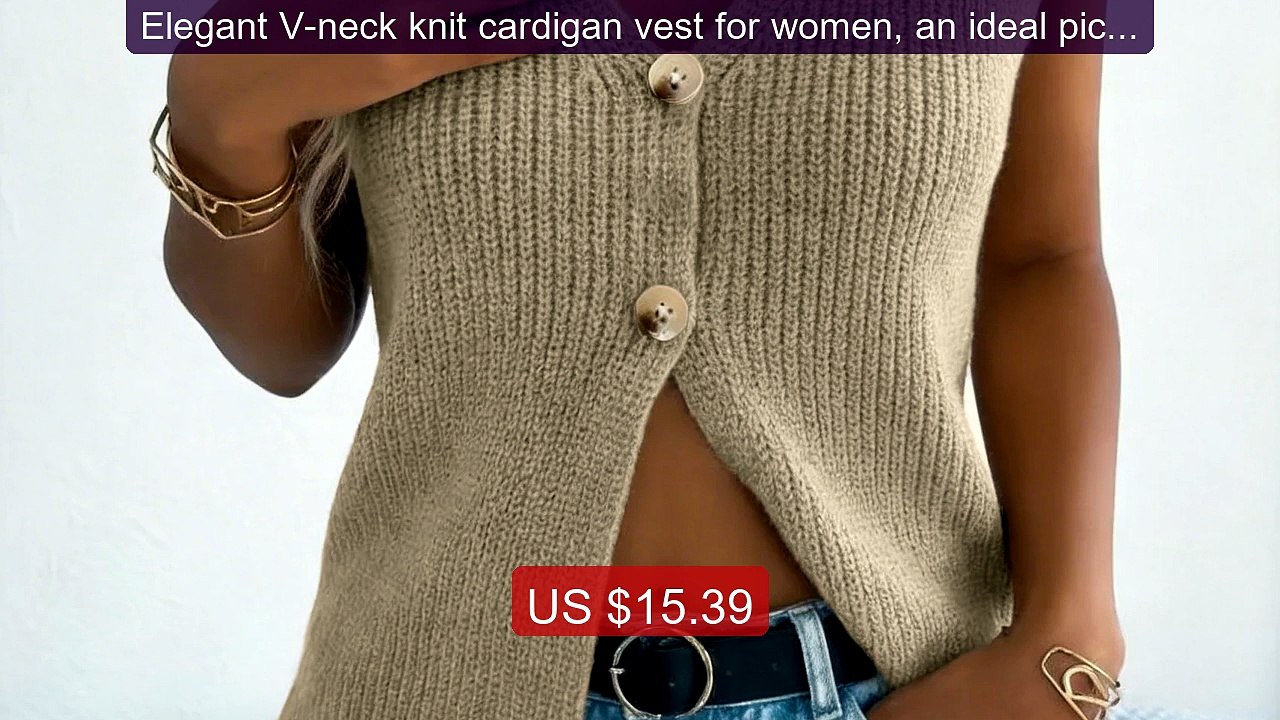 Elegant V-neck knit cardigan vest for women, an ideal pick fo... -- Amazing Value 2026 | Must Have!