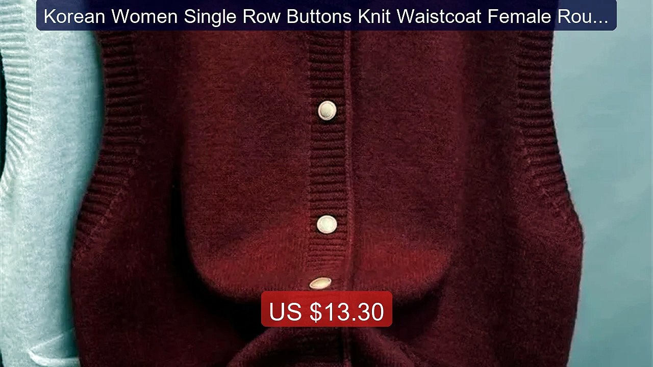 Korean Women Single Row Buttons Knit Waistcoat Female Round Neck S... -- Best Deal 2026 | Shop Now!