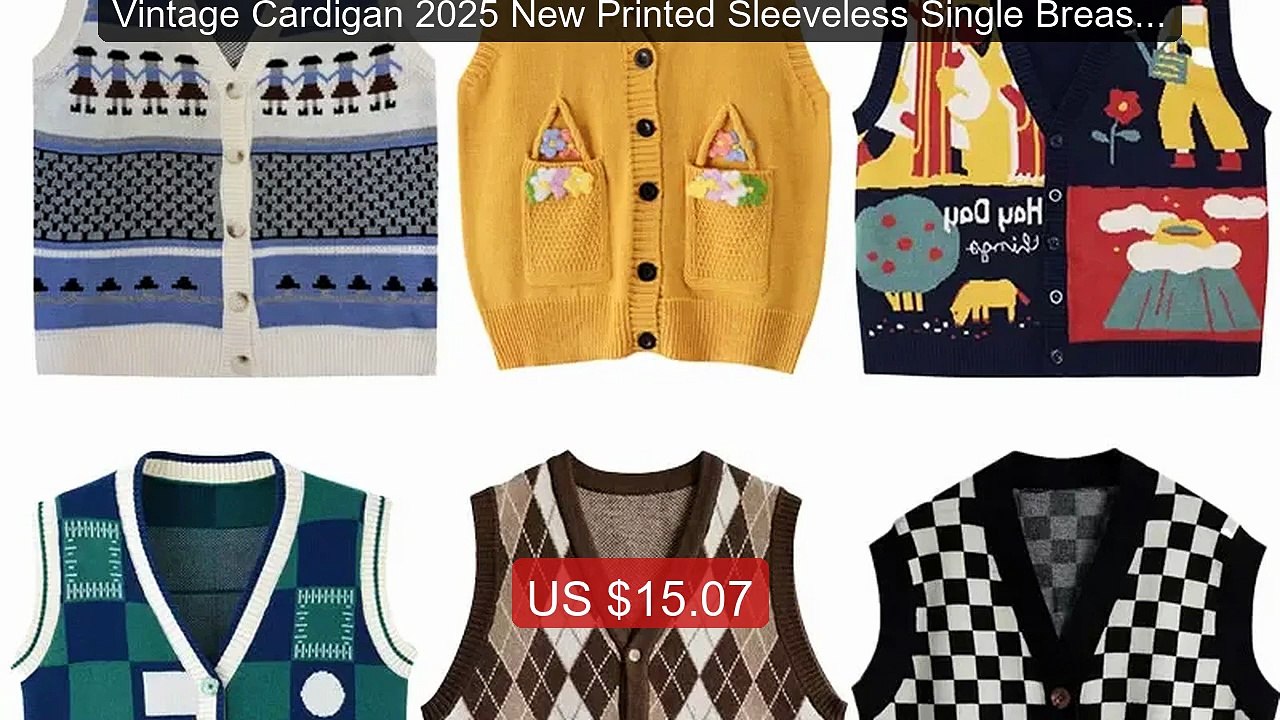 Vintage Cardigan 2025 New Printed Sleeveless Single Breasted ... -- Amazing Value 2026 | Must Have!