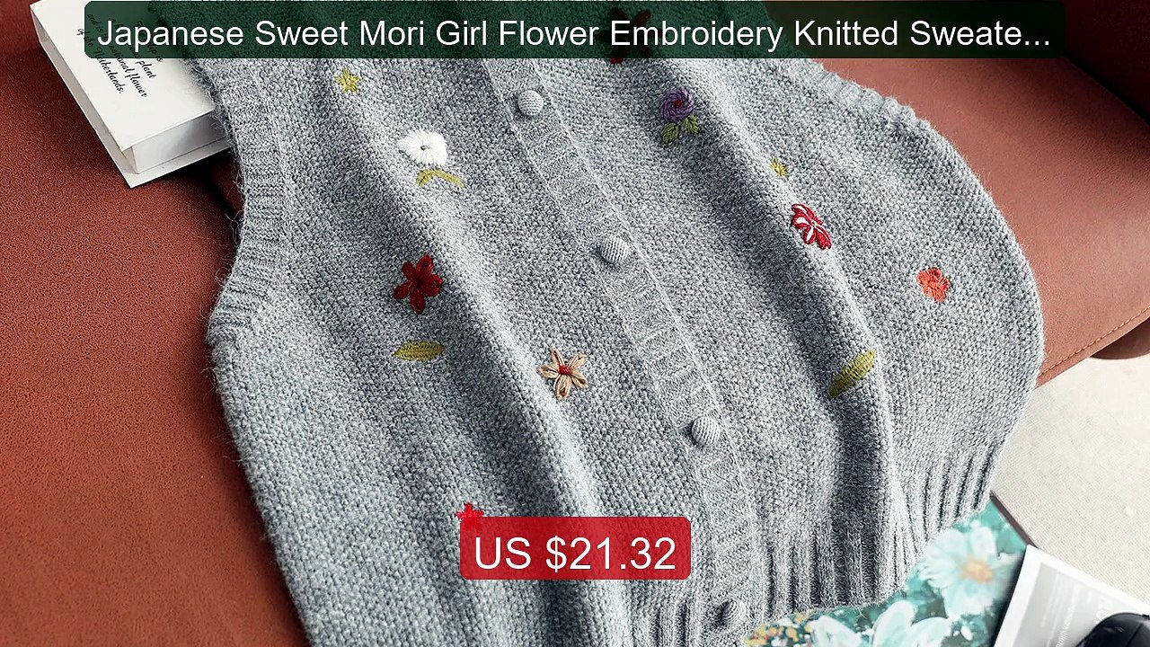 Japanese Sweet Mori Girl Flower Embroidery Knitted Sweater Ve... -- Amazing Value 2026 | Must Have!