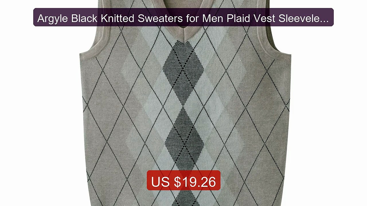 Argyle Black Knitted Sweaters for Men Plaid Vest Sleeveless Br... -- Best Buy 2026 | Great Quality!