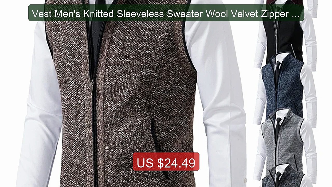 Vest Men's Knitted Sleeveless Sweater Wool Velvet Zipper Cardigan T... -- Top Rated 2026 | Buy Now!
