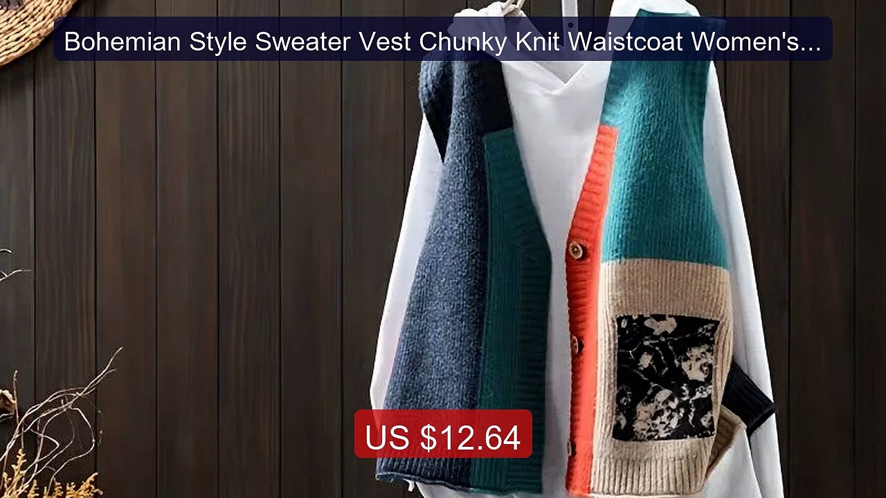 Bohemian Style Sweater Vest Chunky Knit Waistcoat Women's Long Sle... -- Best Deal 2026 | Shop Now!