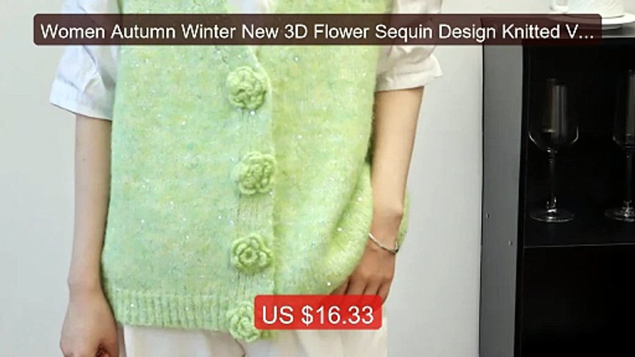 Women Autumn Winter New 3D Flower Sequin Design Knitted Vest ... -- Amazing Value 2026 | Must Have!