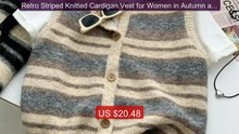 Retro Striped Knitted Cardigan Vest for Women in Autumn and Wi... -- Best Buy 2026 | Great Quality!
