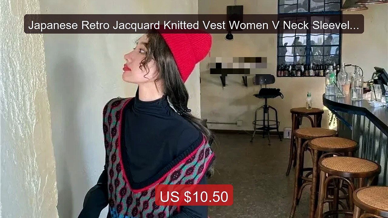 Japanese Retro Jacquard Knitted Vest Women V Neck Sleeveless O... -- Hot Deal 2026 | Limited Offer!