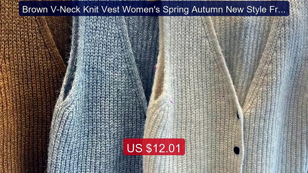 Brown V-Neck Knit Vest Women's Spring Autumn New Style Fresh ... -- Amazing Value 2026 | Must Have!