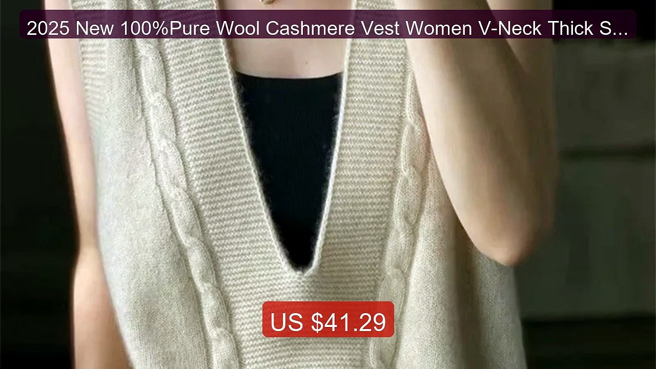 2025 New 100%Pure Wool Cashmere Vest Women V-Neck Thick Sleeveless... -- Best Deal 2026 | Shop Now!