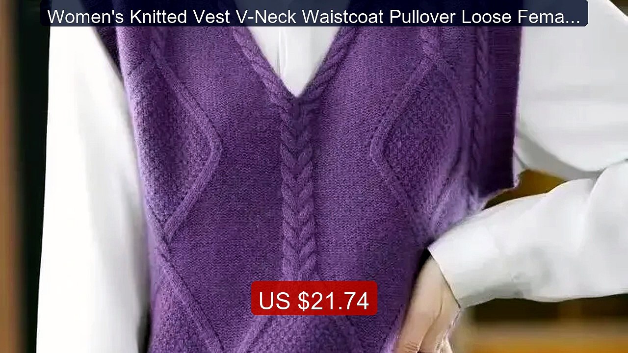Women's Knitted Vest V-Neck Waistcoat Pullover Loose Female Sw... -- Best Buy 2026 | Great Quality!