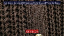 Knit Brown Sweater 2026 Woman Vests Cropped Vests Cardigan Autumn F... -- Top Rated 2026 | Buy Now!