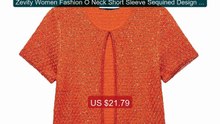 Zevity Women Fashion O Neck Short Sleeve Sequined Design Knitt... -- Hot Deal 2026 | Limited Offer!