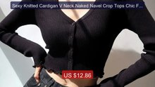 Sexy Knitted Cardigan V Neck Naked Navel Crop Tops Chic Fungus... -- Hot Deal 2026 | Limited Offer!