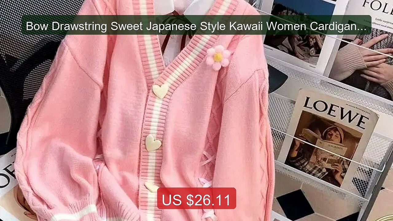 Bow Drawstring Sweet Japanese Style Kawaii Women Cardigans Pre... -- Hot Deal 2026 | Limited Offer!