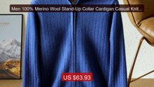 Men 100% Merino Wool Stand-Up Collar Cardigan Casual Knit Business ... -- Top Rated 2026 | Buy Now!