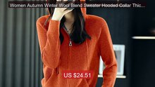 Women Autumn Winter Wool Blend Sweater Hooded Collar Thicke... -- Top Pick 2026 | Unbeatable Price!