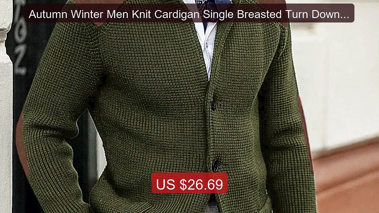 Autumn Winter Men Knit Cardigan Single Breasted Turn Down Col... -- Amazing Value 2026 | Must Have!