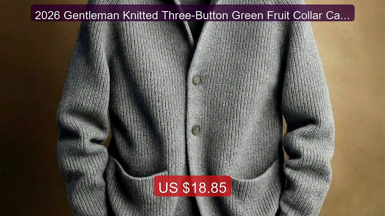 2026 Gentleman Knitted Three-Button Green Fruit Collar Cardigan Sw... -- Best Deal 2026 | Shop Now!