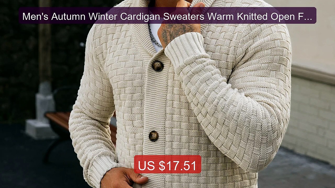 Men's Autumn Winter Cardigan Sweaters Warm Knitted Open Fro... -- Top Pick 2026 | Unbeatable Price!