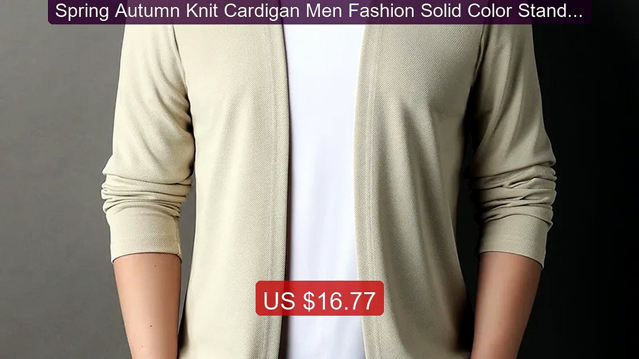 Spring Autumn Knit Cardigan Men Fashion Solid Color Stand C... -- Top Pick 2026 | Unbeatable Price!