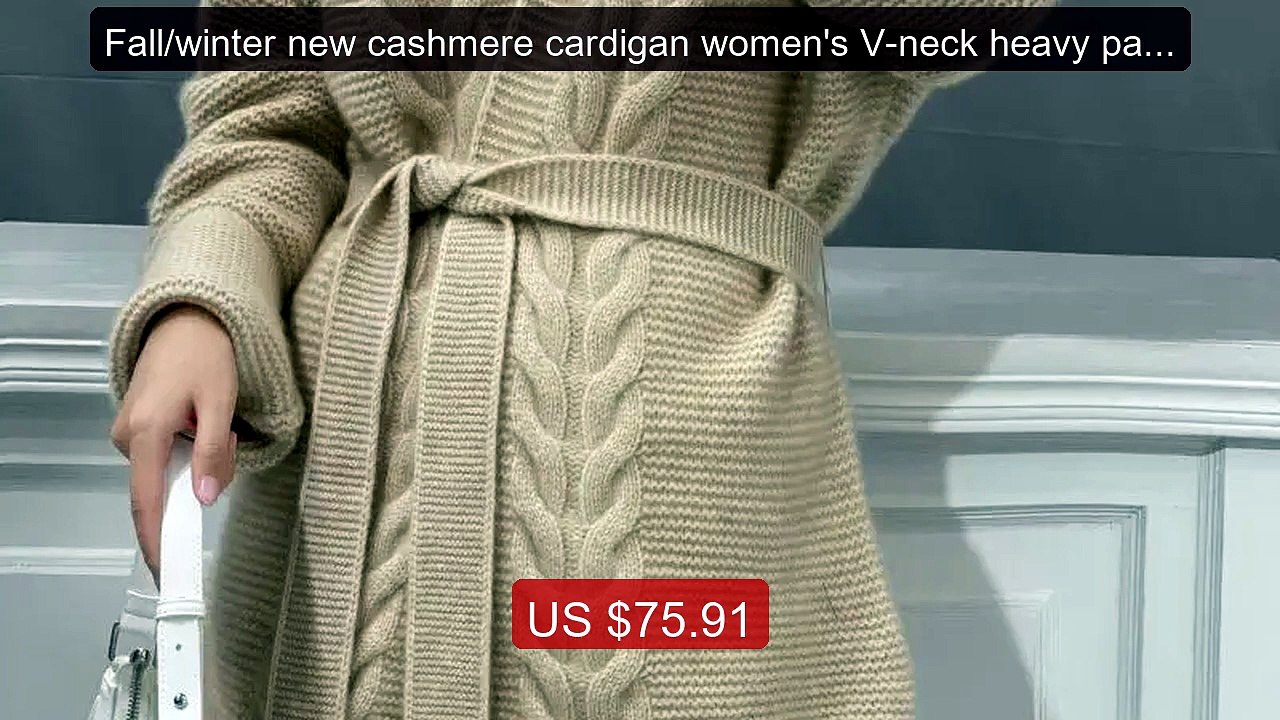 Fall/winter new cashmere cardigan women's V-neck heavy padded belt ... -- Top Rated 2026 | Buy Now!