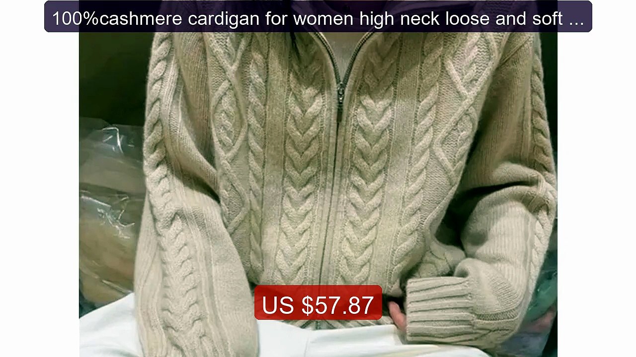 100%cashmere cardigan for women high neck loose and soft sweat... -- Hot Deal 2026 | Limited Offer!