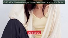 CHIC VEN Women Cardigan Loose Solid New Lace Up Sun Protectio... -- Amazing Value 2026 | Must Have!