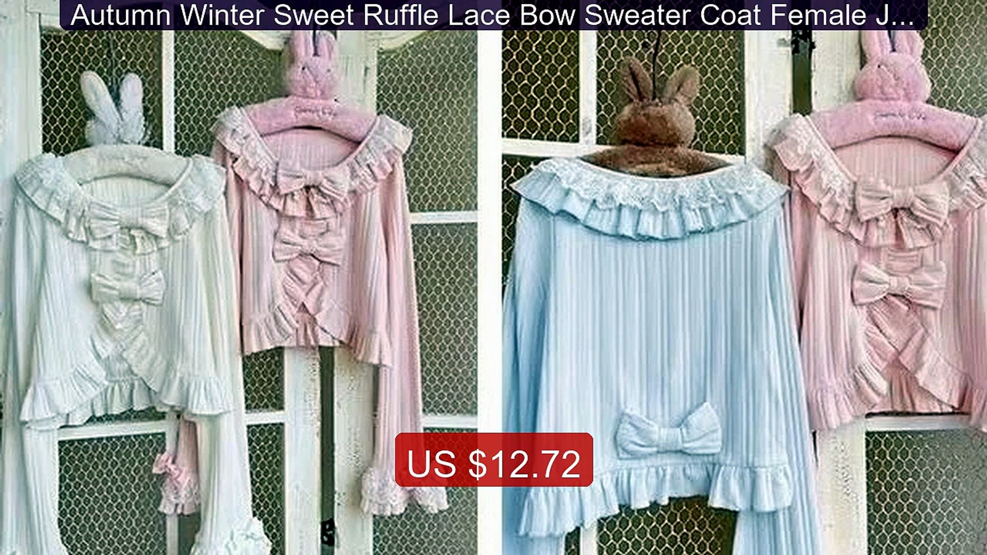 Autumn Winter Sweet Ruffle Lace Bow Sweater Coat Female Japanese K