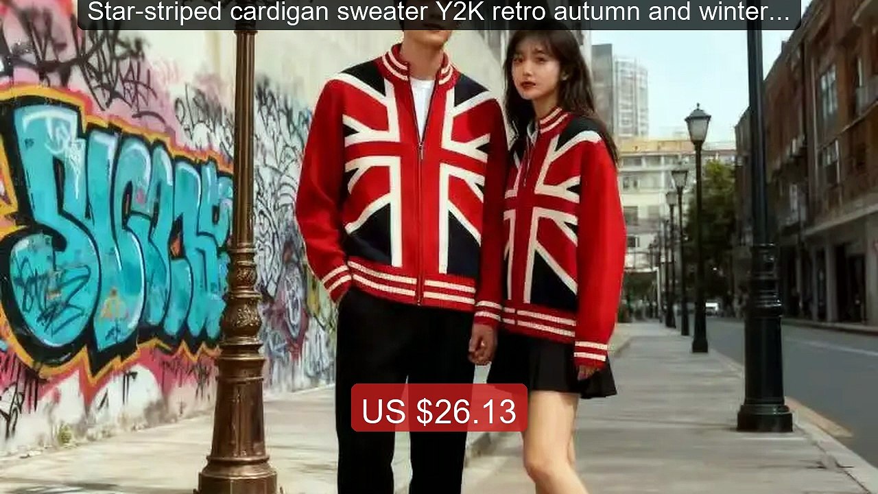 Star-striped cardigan sweater Y2K retro autumn and winter wom... -- Amazing Value 2026 | Must Have!