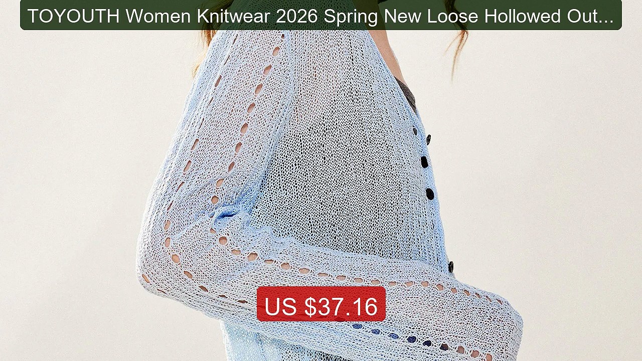 TOYOUTH Women Knitwear 2026 Spring New Loose Hollowed Out V-ne... -- Hot Deal 2026 | Limited Offer!