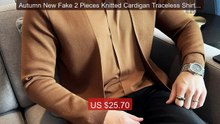 Autumn New Fake 2 Pieces Knitted Cardigan Traceless Shirt Collar Sp... -- Top Rated 2026 | Buy Now!