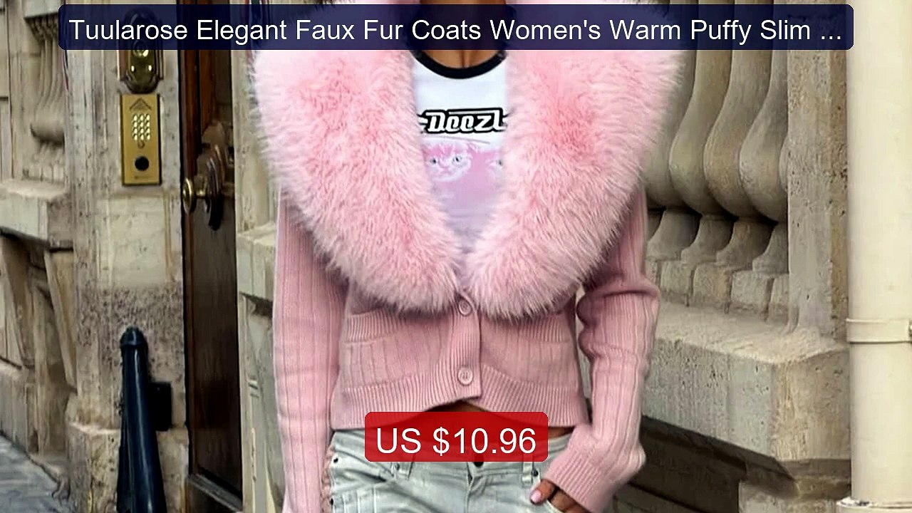 Tuularose Elegant Faux Fur Coats Women's Warm P...