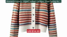Women's Colorful Striped Knitted Cardigan Short Spring Autumn Vint... -- Best Deal 2026 | Shop Now!
