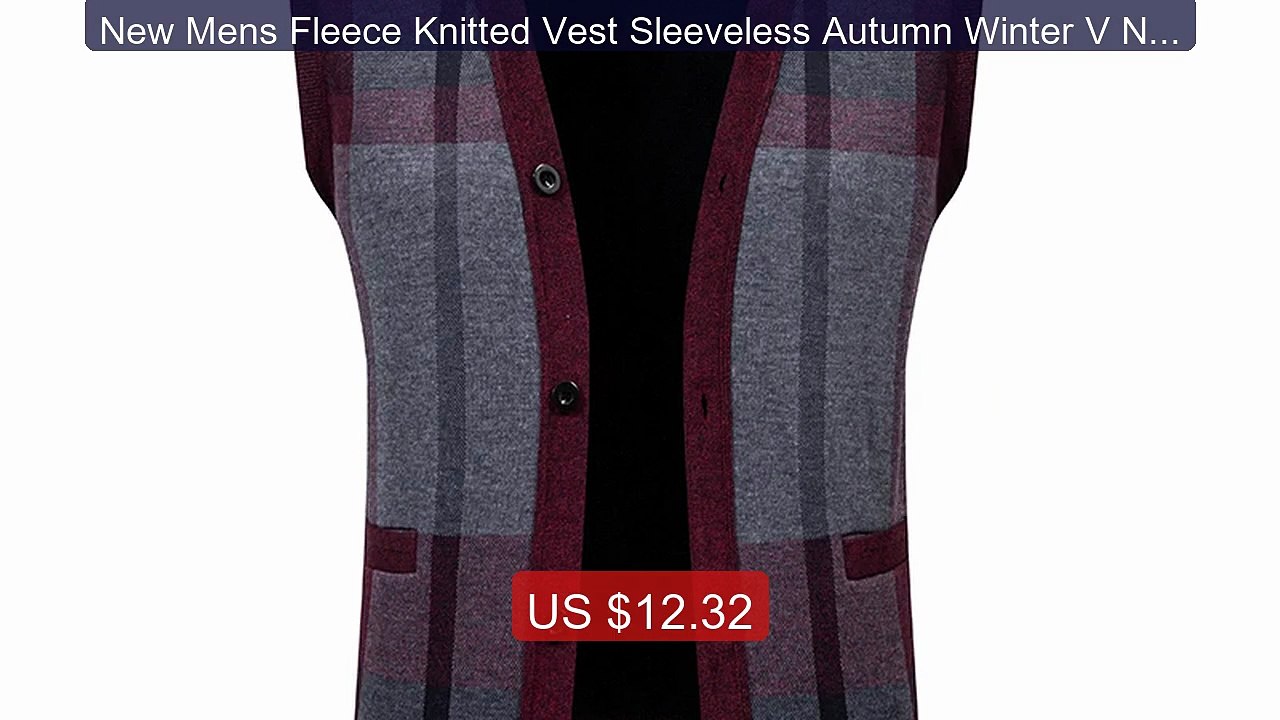 New Mens Fleece Knitted Vest Sleeveless Autumn Winter V Nec... -- Top Pick 2026 | Unbeatable Price!